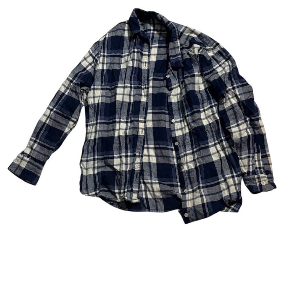 Old Navy Women’s Blue and White Flannel Shirt